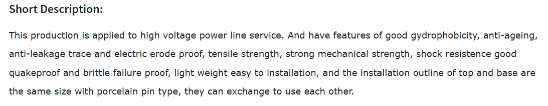 24kV Pin Type Composite Post Line Polymer Insulator