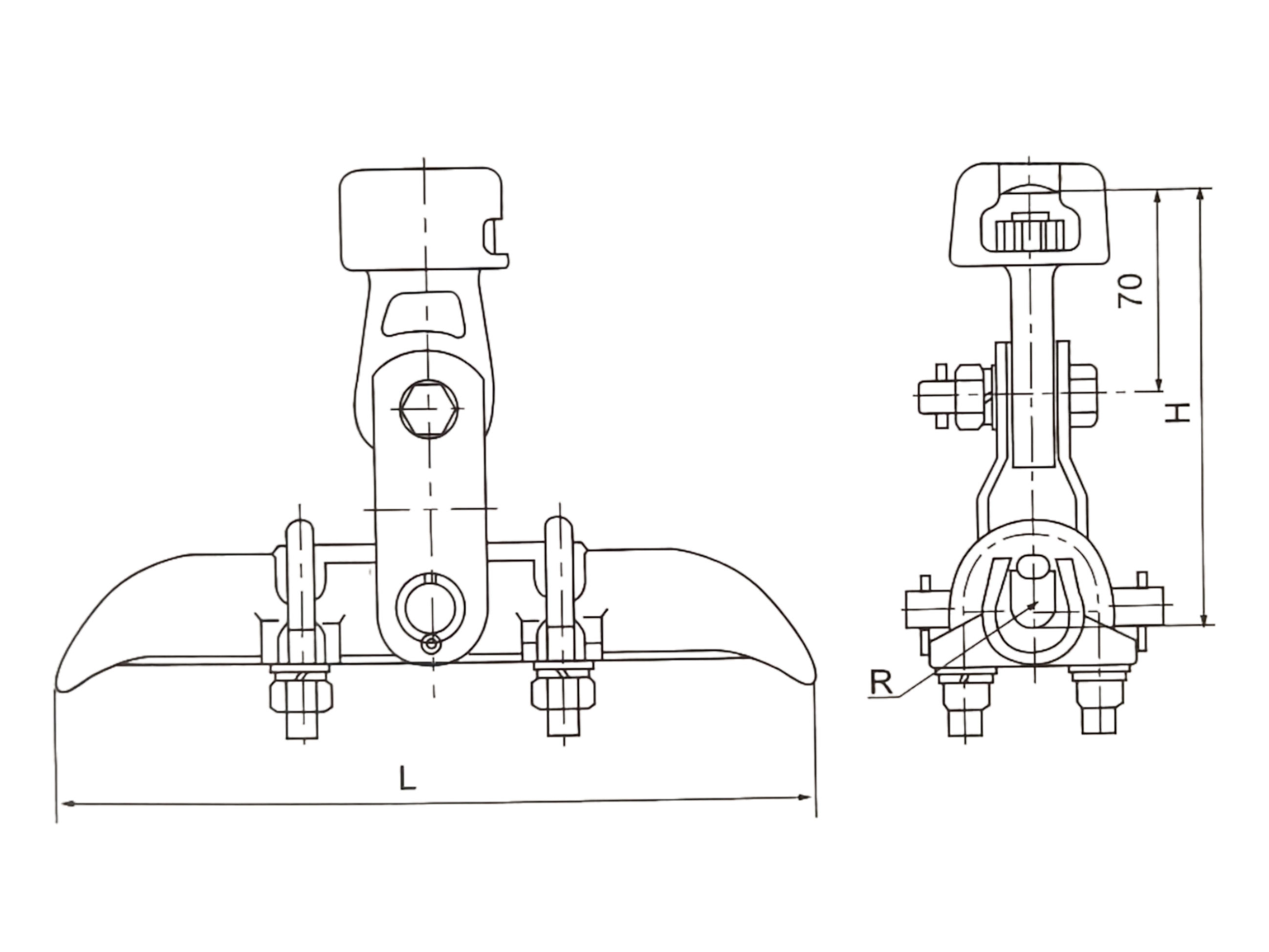 XGU malleable cast-iron suspension clamps (with clevis)