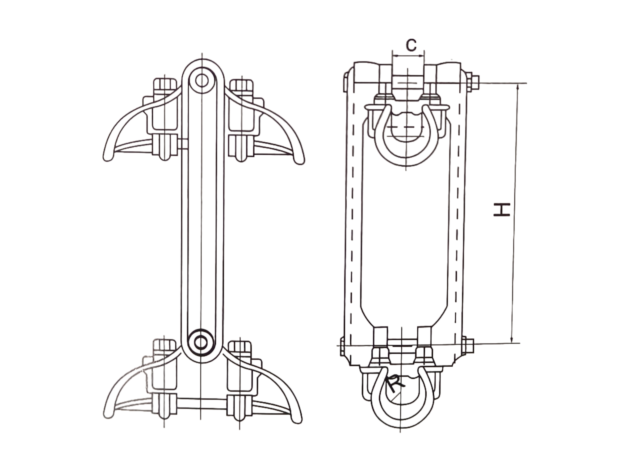 XSH type suspension clamps for twin conductors